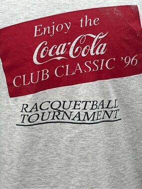 Vintage Mens Gray 1996 Coca Cola Racquetball Tournament Sleeveless T-Shirt Large